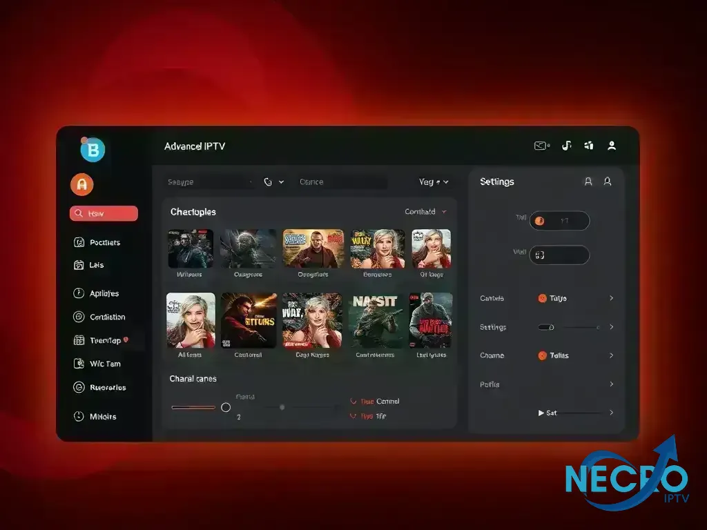 Dashboard showing Necro IPTV advanced features