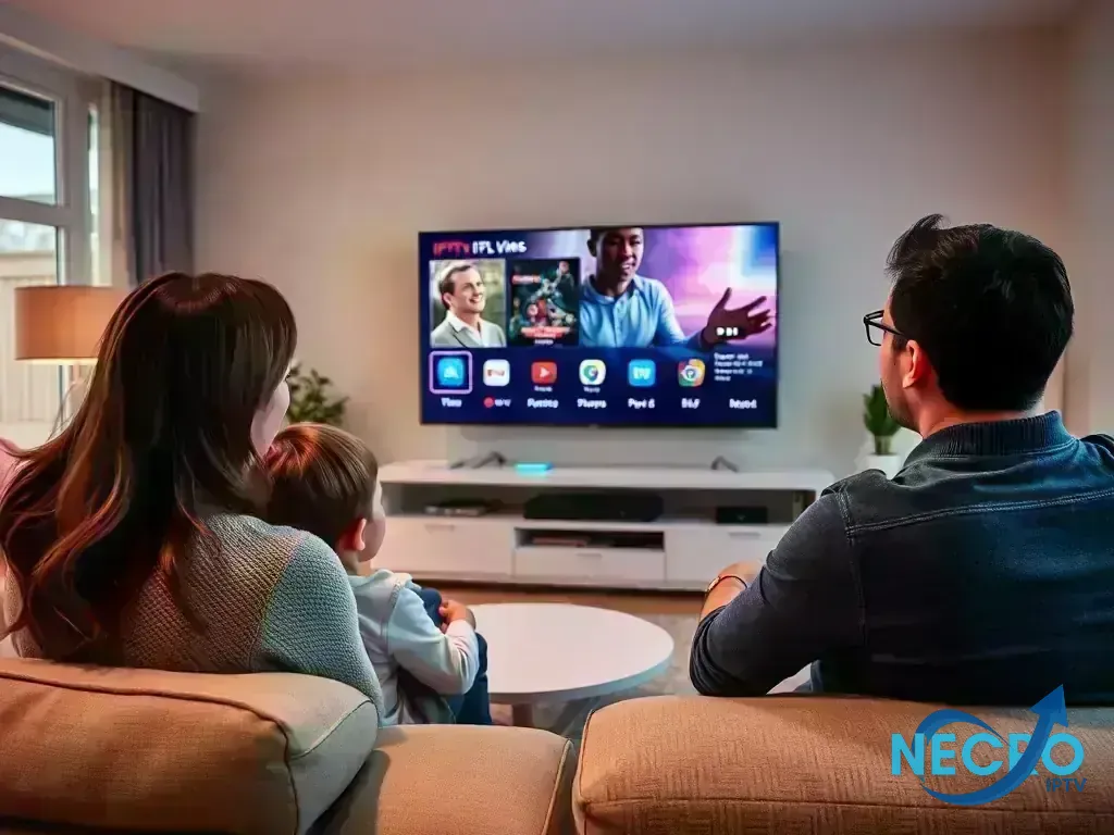 Family enjoying premium IPTV entertainment