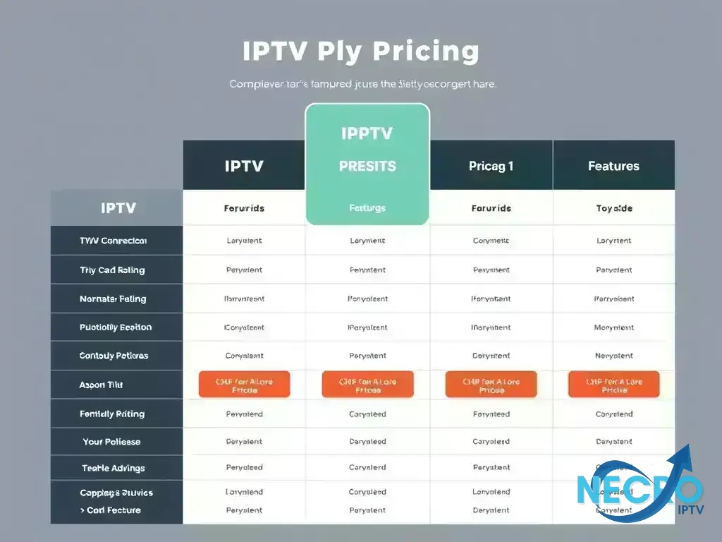 Comparison chart of Necro IPTV pricing plans