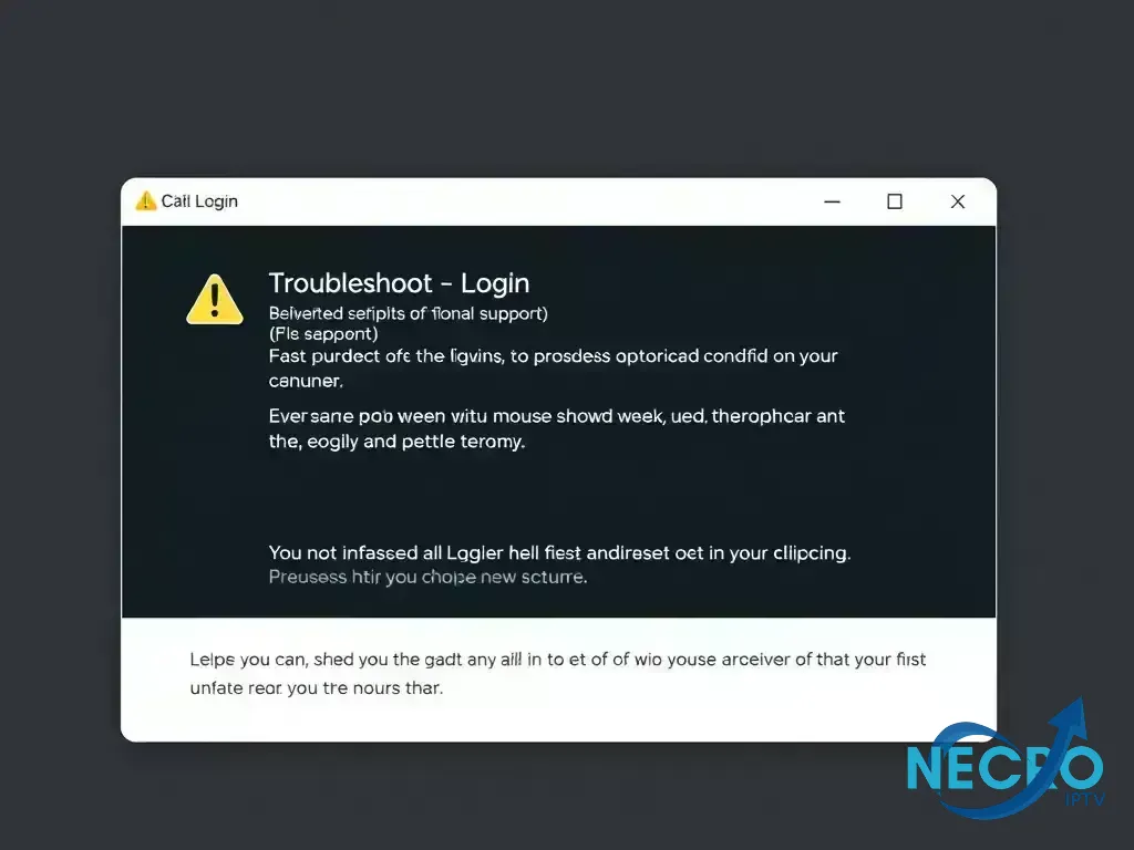 Login error screen with troubleshooting tips
